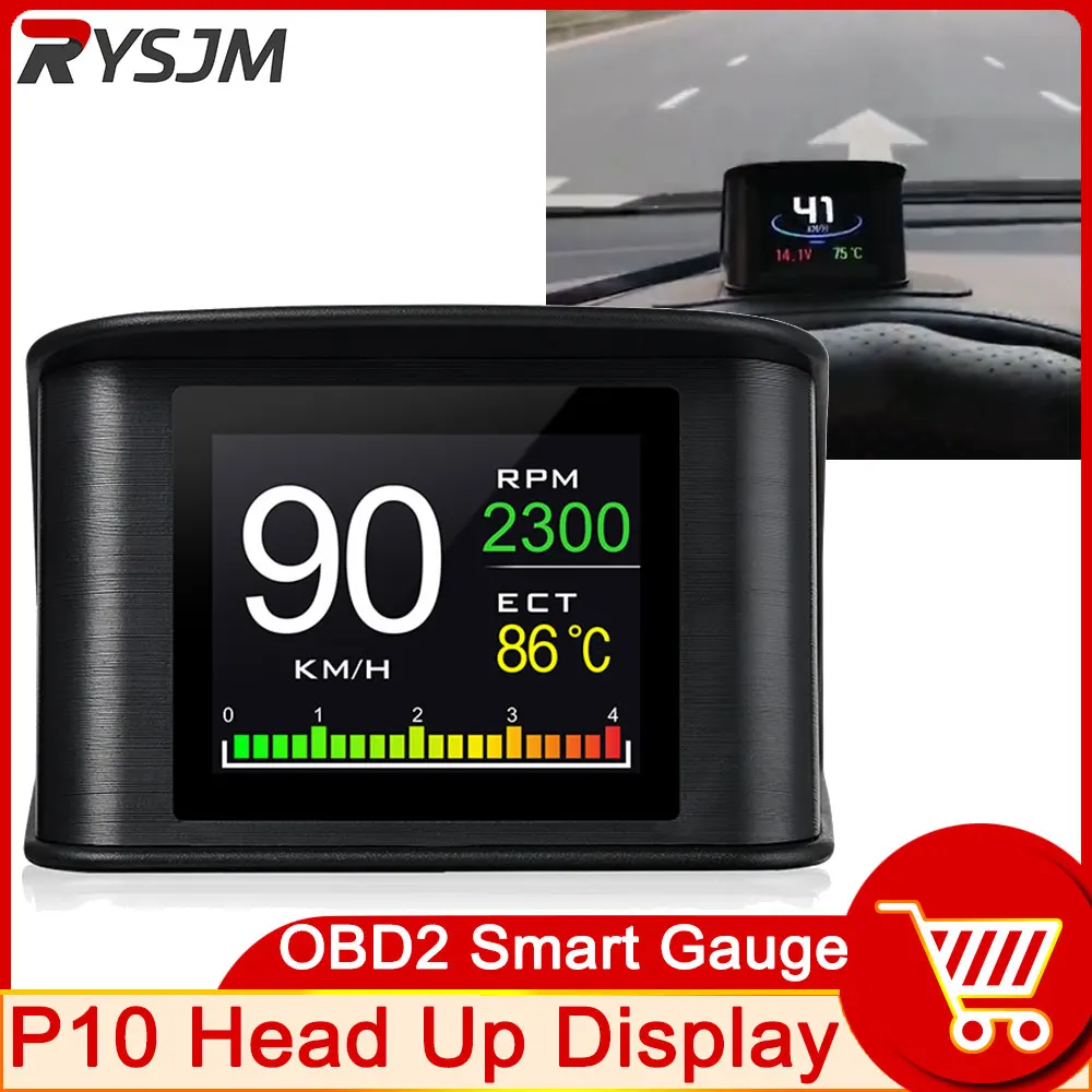 

Car Digital Speedometer P10 OBD2 Head Up Display Water Temperature Voltage Fuel Consumption Single Mileage Total Mileage