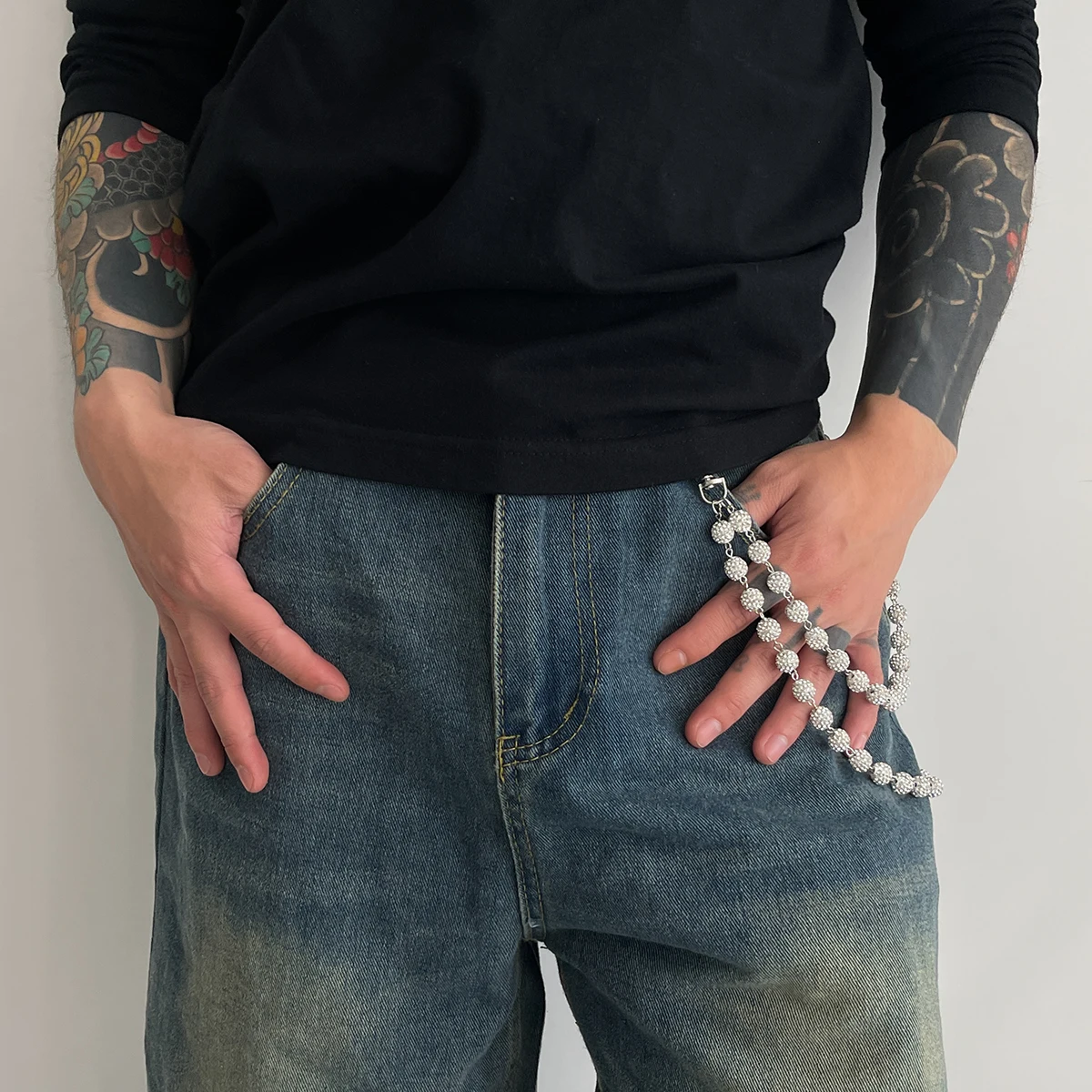 Ingemark Harajuku Street Strass-Schlüsselanhänger Geldbörsen-Gürtelkette für Herren Hip-Hop-Hosen Hipster-Hosen-Jeanskette Rock-Schmuck – Detail 4