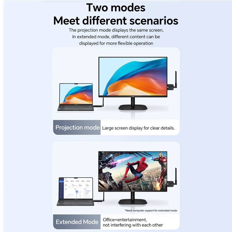 Cambiador de pantalla inalámbrico HD transmisor receptor pantalla espejo receptor extensión pantalla Miracast Airplay banda Dual 2,4G 5G