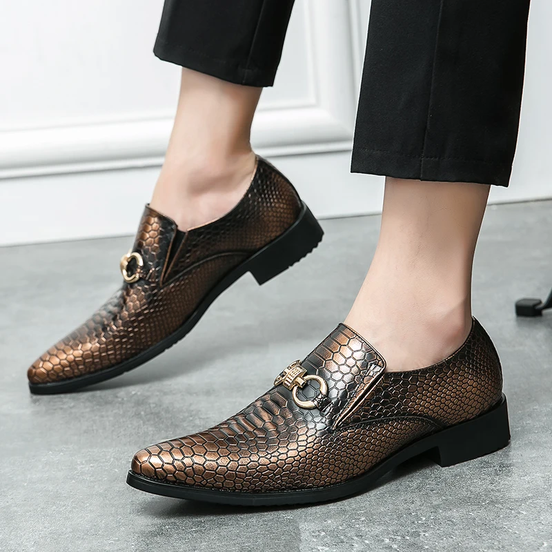 

Size 38-46 Classic Men loafers PU Black Brown Men One Step Comfortable Fashion Leather Shoes Men Business Gentleman Social Shoes