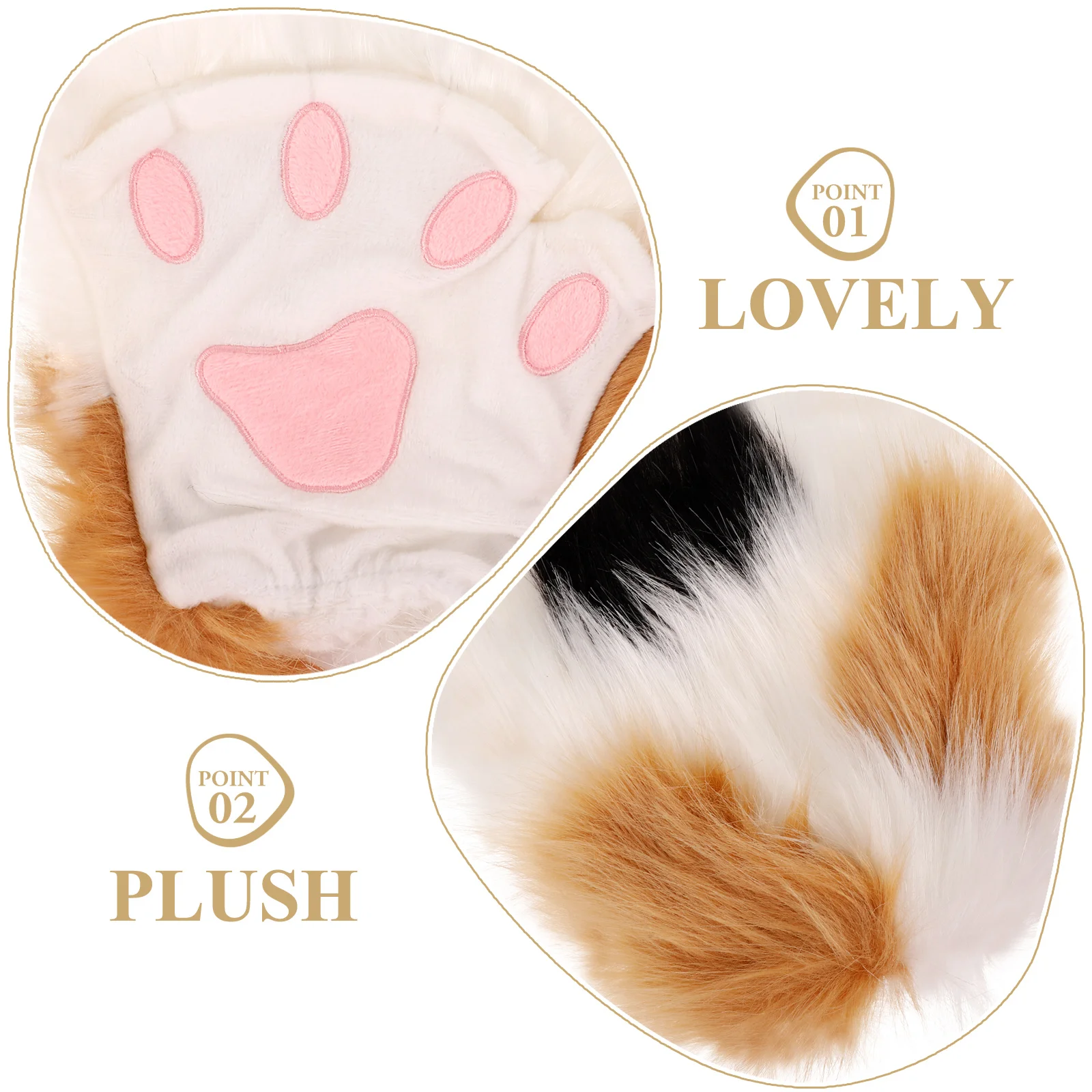 1Pair Plush Furry Cat Claw Gloves Faux Fur Fox Paws Lolita Cute Animal Cosplay Costume Carnival Party Masquerade Animal Prop NEW