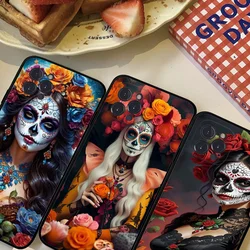 Catrina Beautiful Rose Girl Skull Phone Case For IPhone 16 15 8 7 6 6S Plus X SE XR XS 14 11 12 13 Mini Pro Max Mobile Case