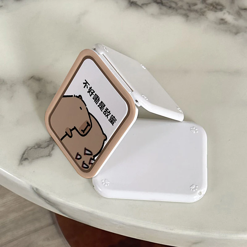 Capibala Travel Flip-Top Folding Makeup Mirror Student Desktop Double-sided Cosmetic Mirror Women Girls Outdoor Rectangle