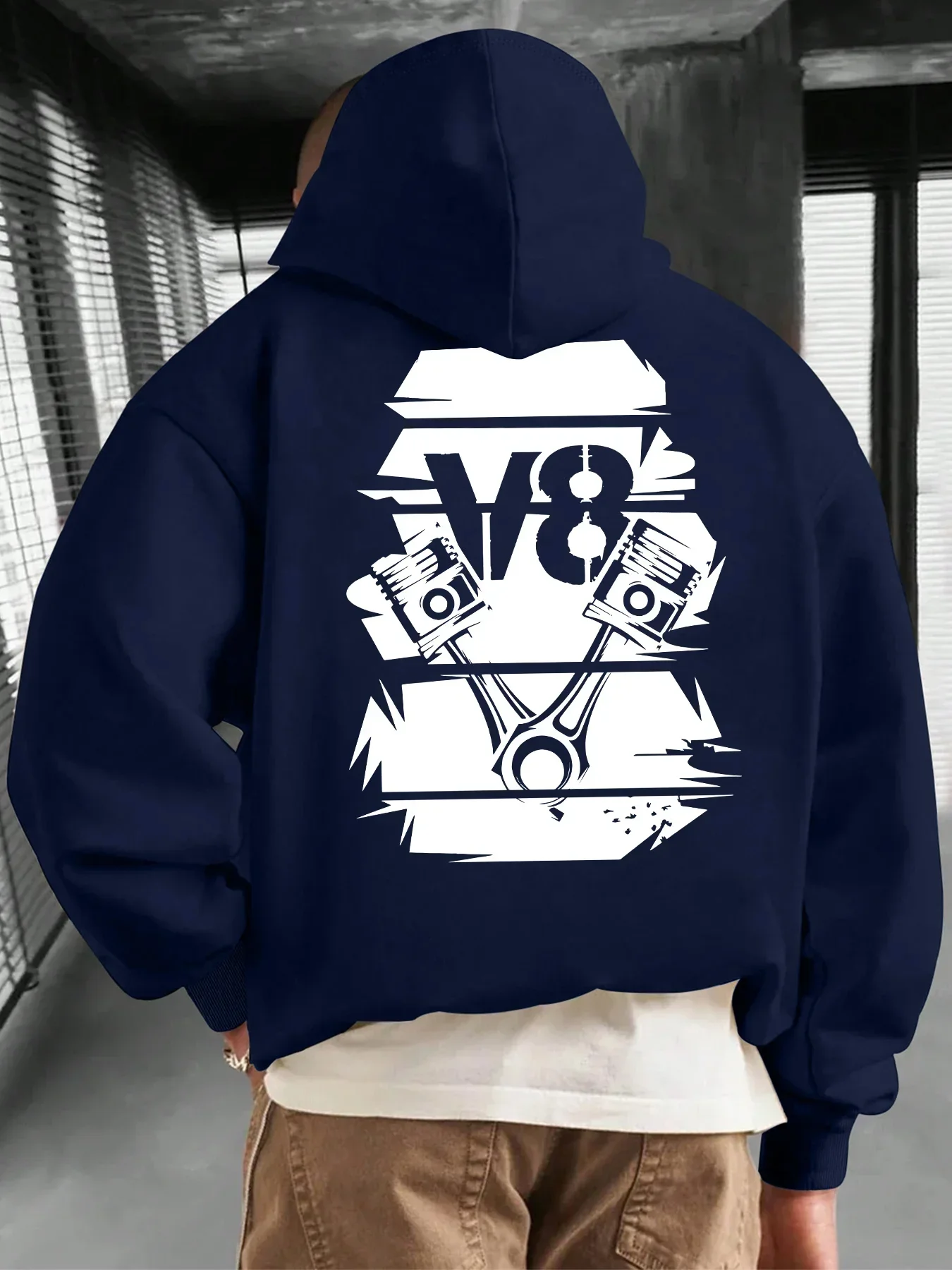 V8 Hoodie Unisex Engine Car Piston Mechanic Automotive Muscle Car Hot Rod Racing Vintage Oversized Casual Sport Sweatshirts