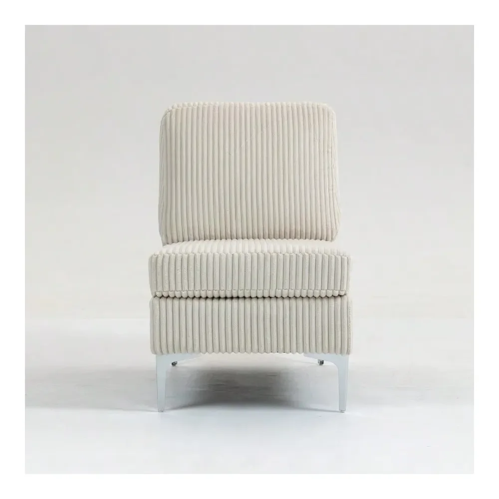 

Sectional Sofa Armless Seat Module Corduroy Sectional Couch Single Couch Modular Armless Accent Chair With Back Cushion Beige