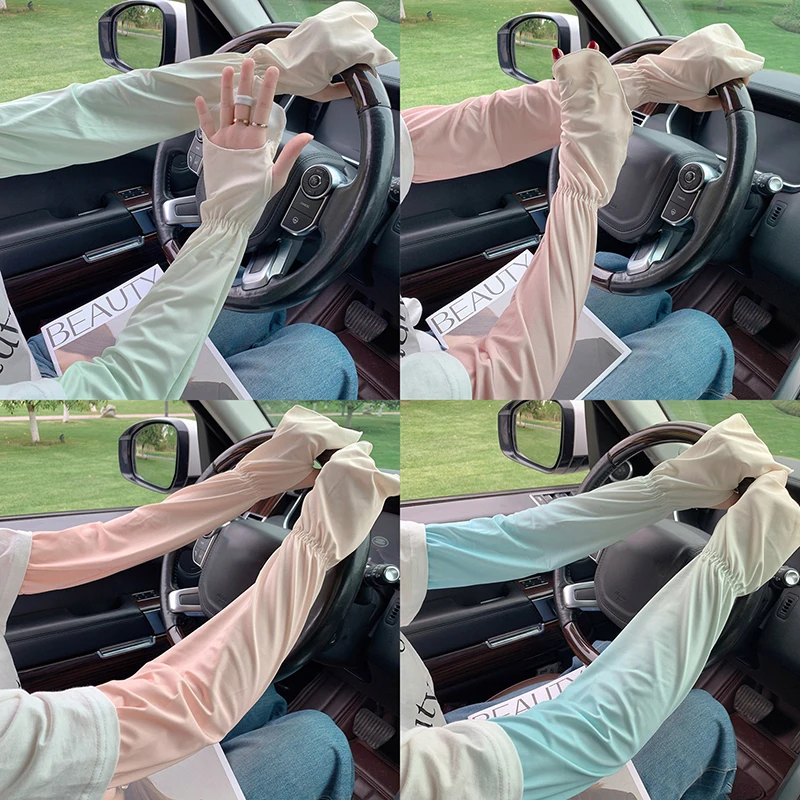 Рукава из ледяного шелка с защитой от ультрафиолета; Модный летний чехол для вождения и езды на велосипеде градиентного цвета