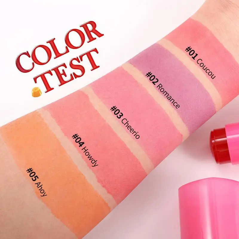 Jelly Tint Facial Blusher Wand Heart Design Hydraterende Lip Cheek Make-up Balsem Dubbel gebruik Levendige kleuren Blush Stick voor vakantie