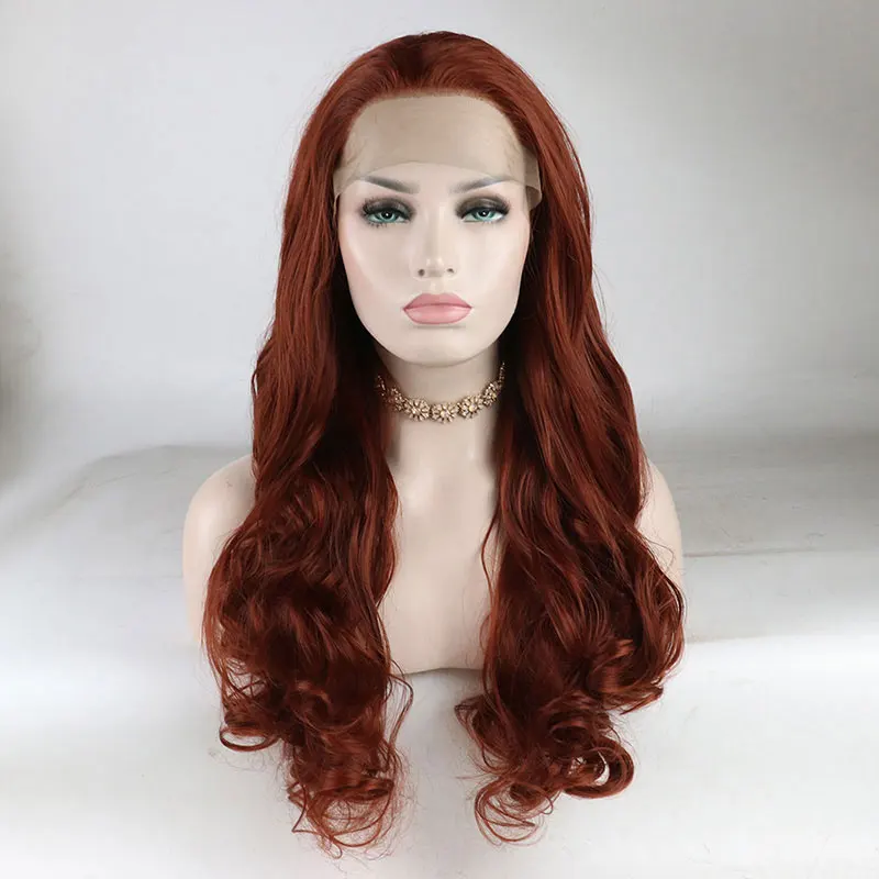 Orange Deep Wave Synthetic 13x4 Lace Front Wigs High Quality Heat Resistant Fiber Hair Natural Hairline Free Parting For Women