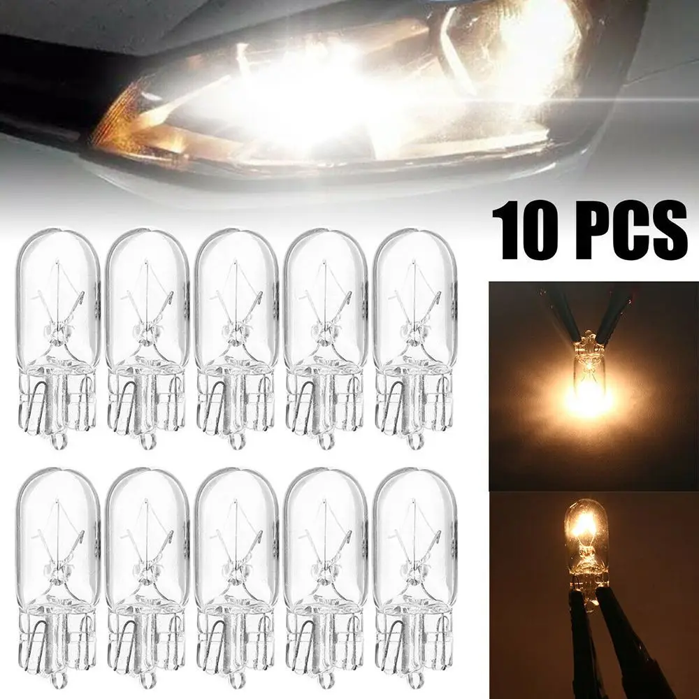 10pcs/set Warm White 12V 5W T10 W5W 194 168 Car License Plate Lights Width Lamp Halogen Bulbs Signal Light