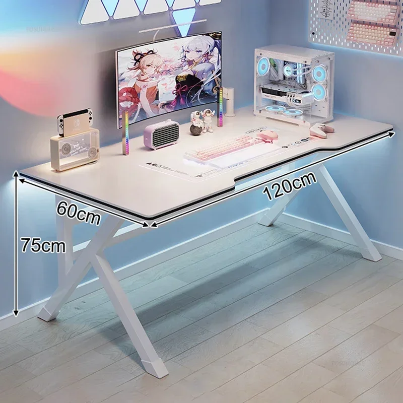 White Wooden Computer Desks Desktop Simple Bedroom Study Desks Modern E-sports Gaming Table Home Office Desk and Chair Set