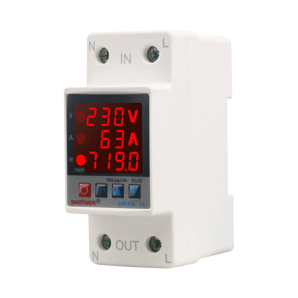 Brand New 3 IN1 Display Adjustable Over Under Voltage Surge Protector Relay Over Current Protect Wattmeter KWH Power Consumption