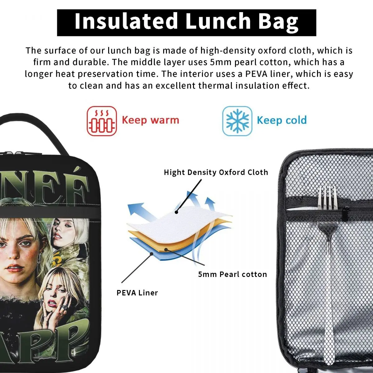 Limited Renee Rapp Merch Insulated Lunch Bags For Picnic Food Box Portable Cooler Thermal Lunch Box