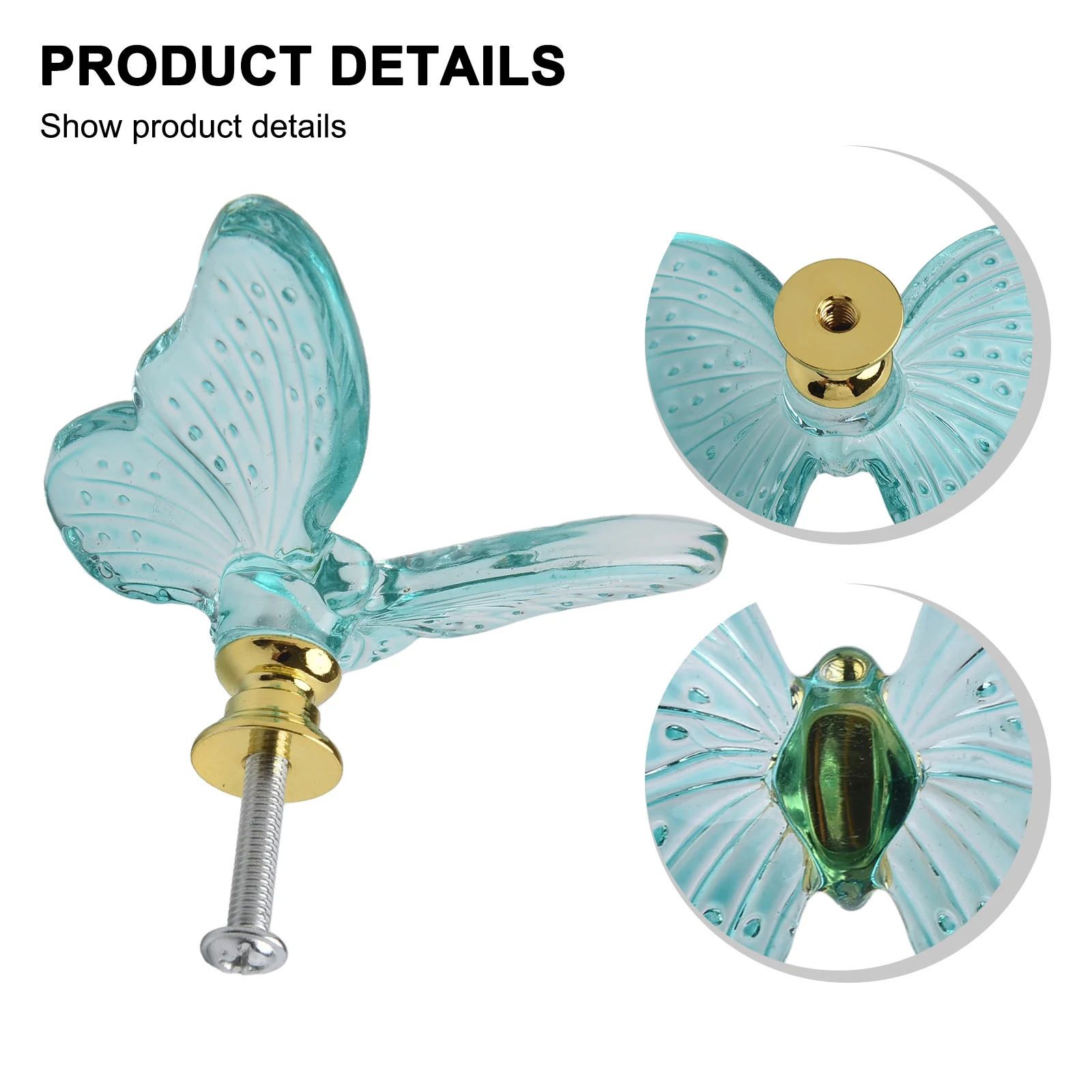 Brand New Butterfly Pulls Dresser Glass+metal Stylish Vintage 1 Pcs 6cm*4.9cm/2.3in*1.9in Beautiful Easy Installation