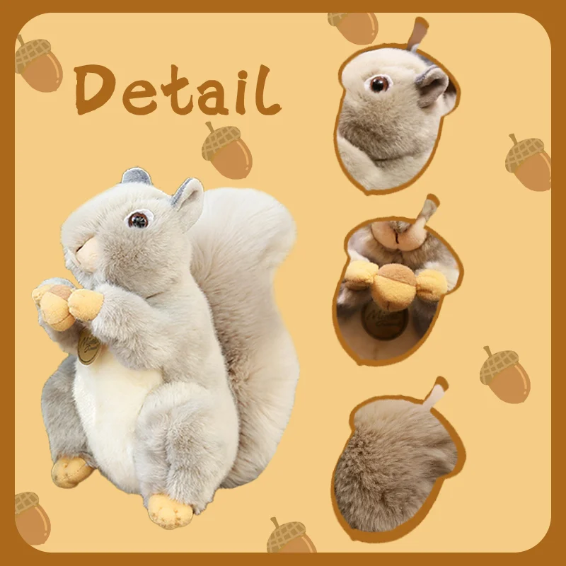 20cm Simulation Squirrel Plush Toy Cuddly Squirrels Holding Pine Cones are the Best Toys for Friends and Children Holiday Gift