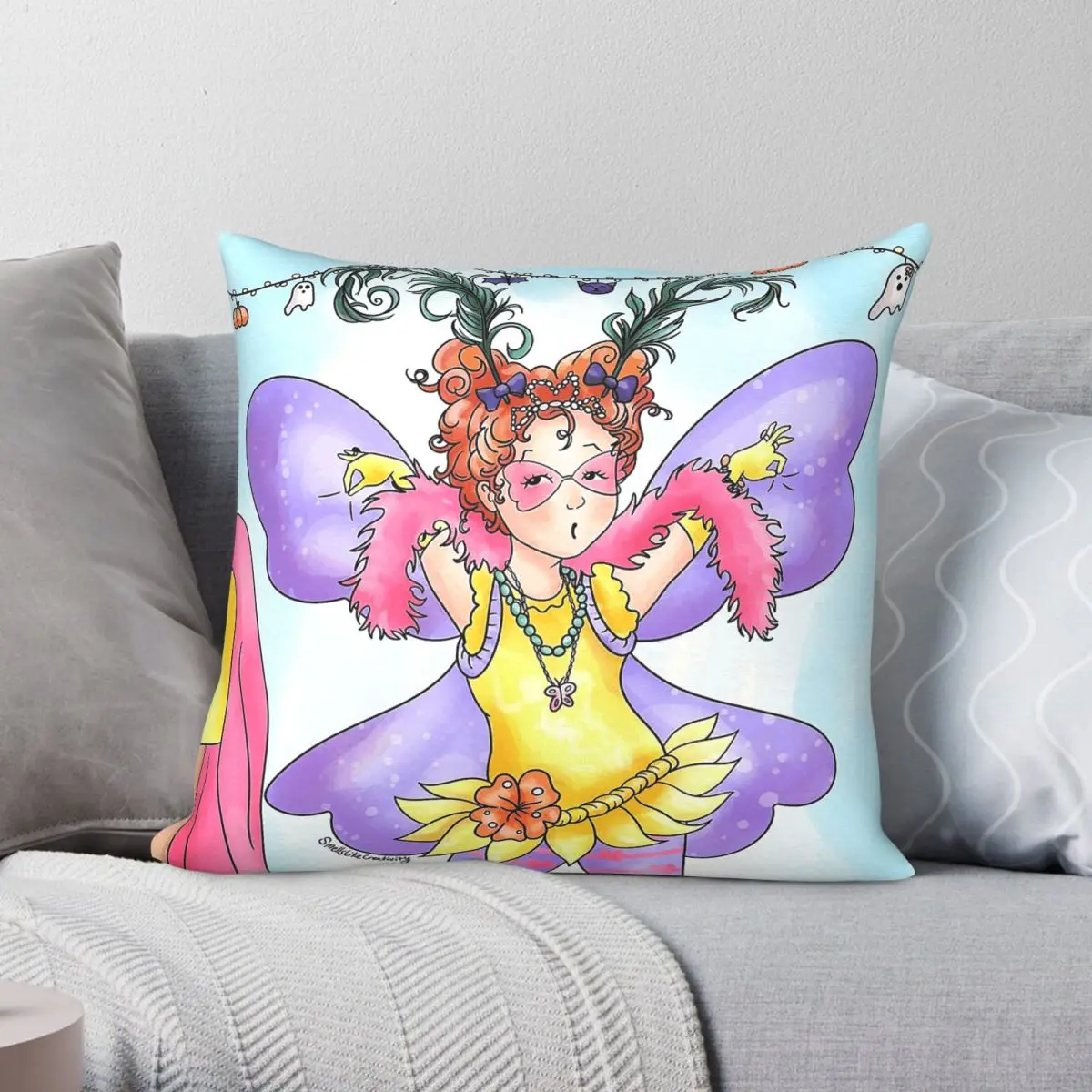 Fancy Nancy - Funda de almohada de poliéster, lino y terciopelo, decoración creativa con cremallera, funda de cojín para cama
