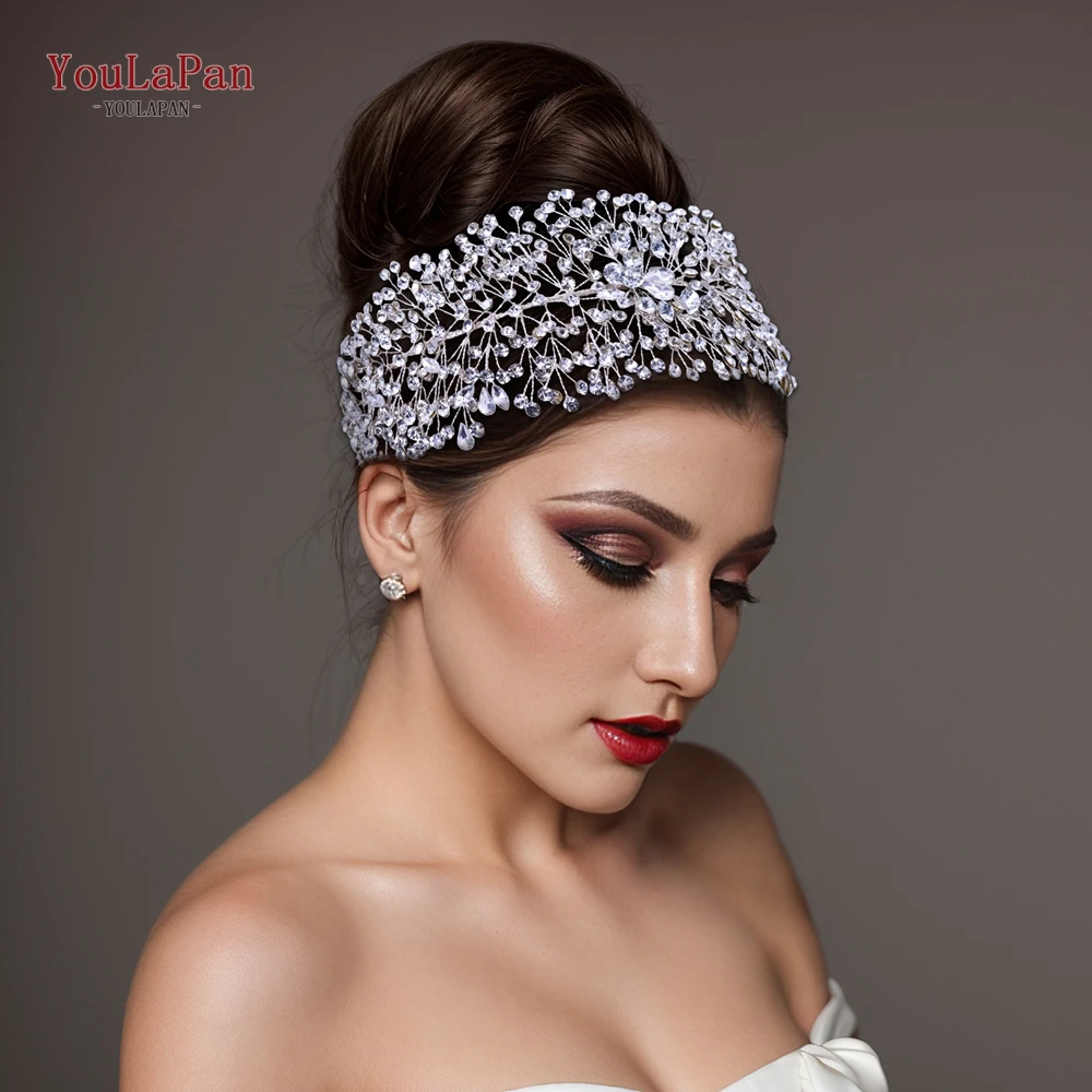 

YouLaPan Wedding Tiara Rhinestone Bridal Headband Hair Accessories Handmade Crystal Pageant Headpiece Woman Headwear HP415