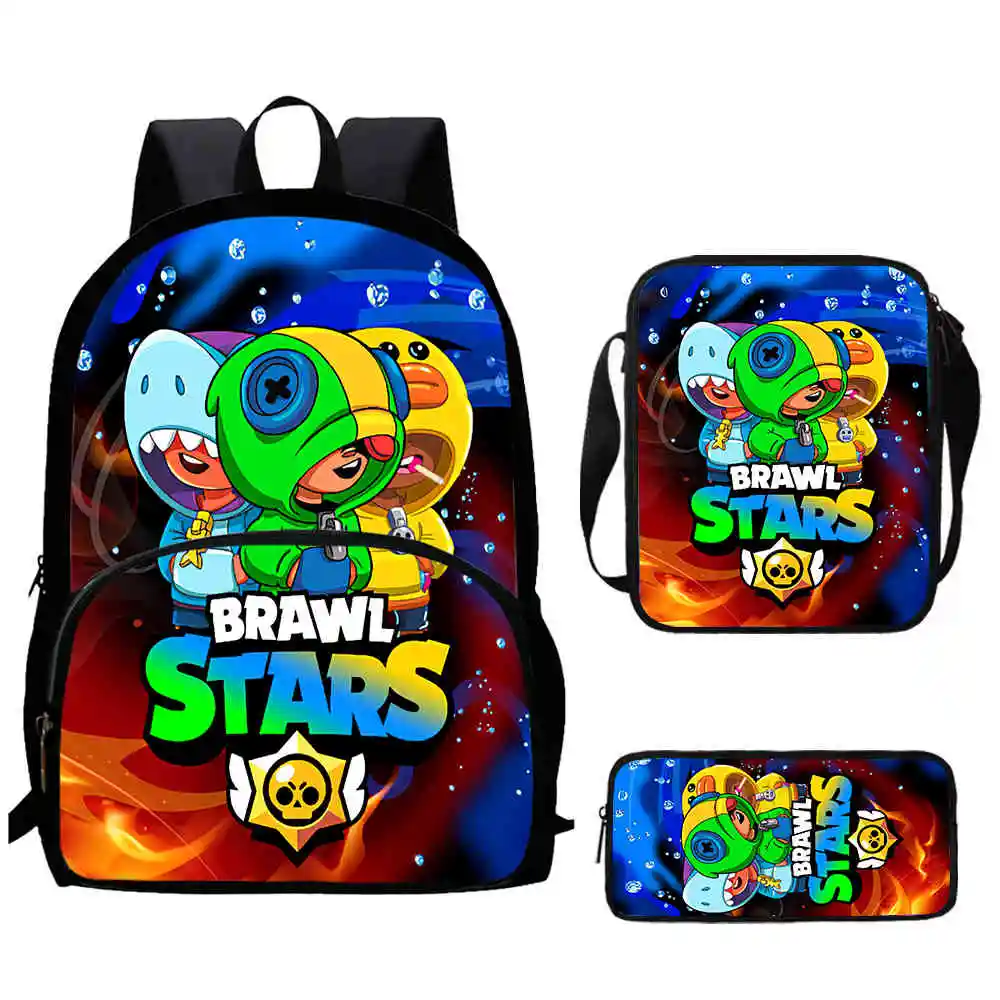 Cartoon B-rawl Child School Backpack with Front Pocket,Shoulder Bags,Pencil Bags for Aged 5-10,Cartoon Schoolbags for Boys Girls