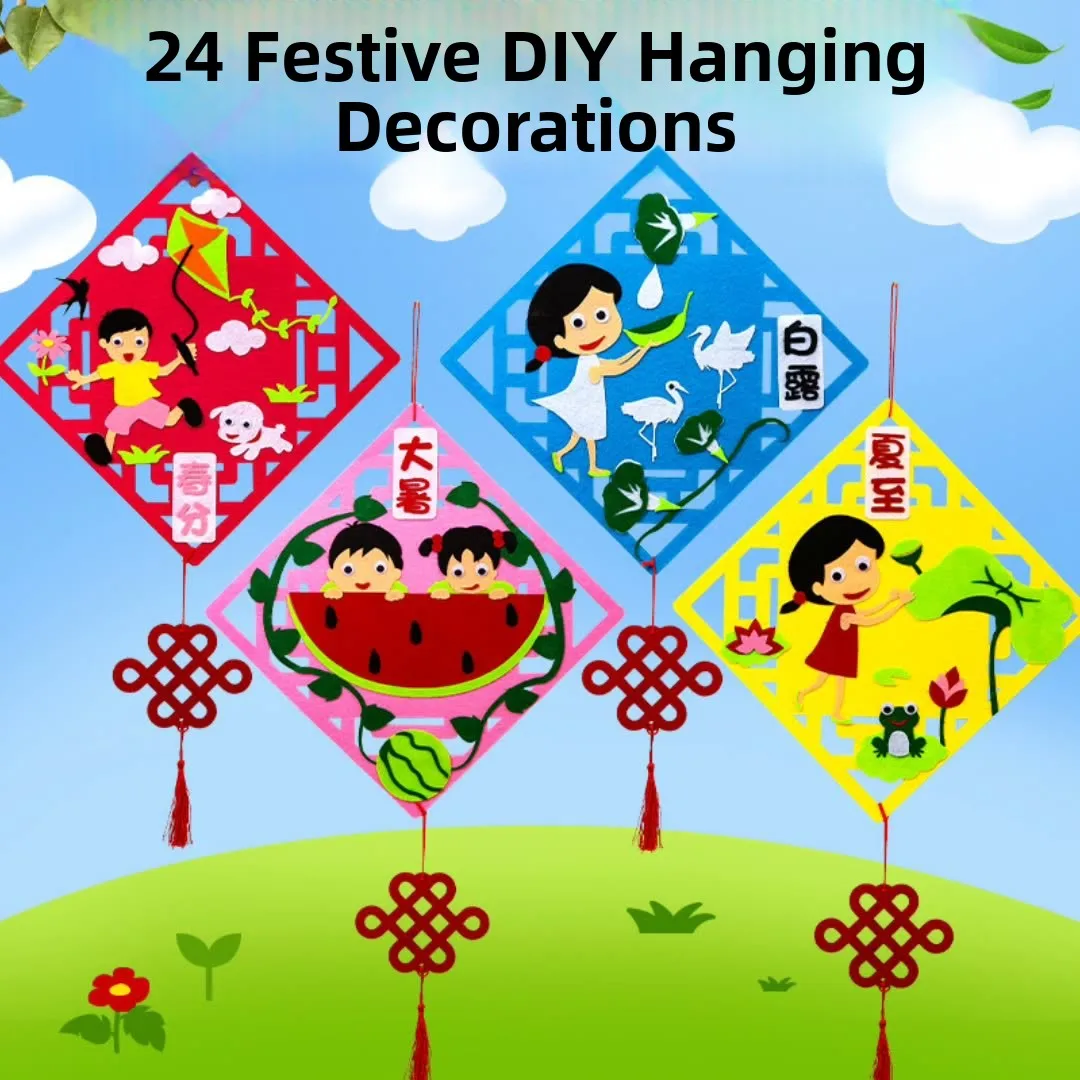 Traditional Twenty-Four Solar Terms Handmade Craft Materials Package Non-Woven DIY Hanging Decoration Sticker for Kindergarten