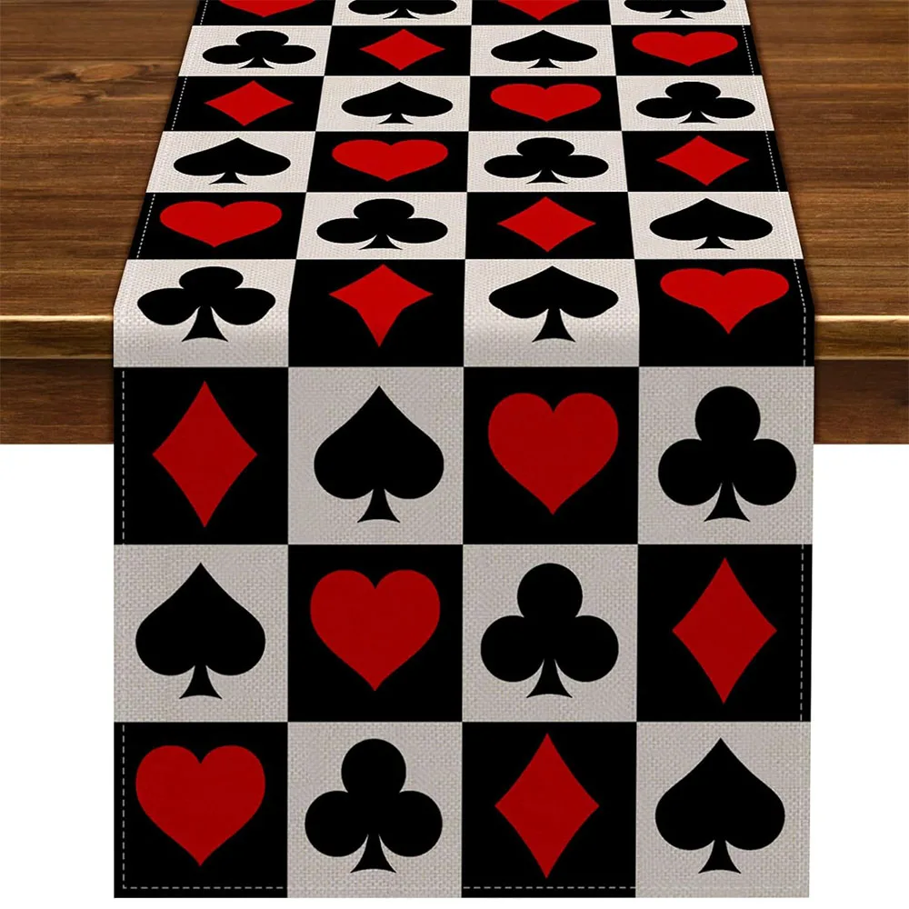 Casino Table Runner Decor Las Vegas Table Cover Poker Night Themed Table Decoration Casino Playing Card Birthday Party Supplies