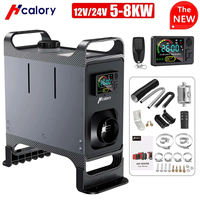 Hcalory NEW 5-8KW All in One Unit 12V 24V Universal Car Heating Tool Diesel Air Heater Single Hole LCD Monitor Parking Warmer