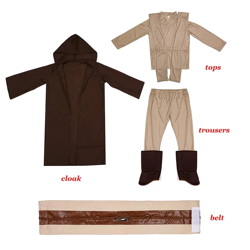 ☆ ☆ أزياء النجوم والحرب لعام 2025 للأطفال أزياء جيدي المحارب التأثيرية عباءة بقلنسوة زي موحد للهالوين الاسمية الجديدة s5g7epp ❤