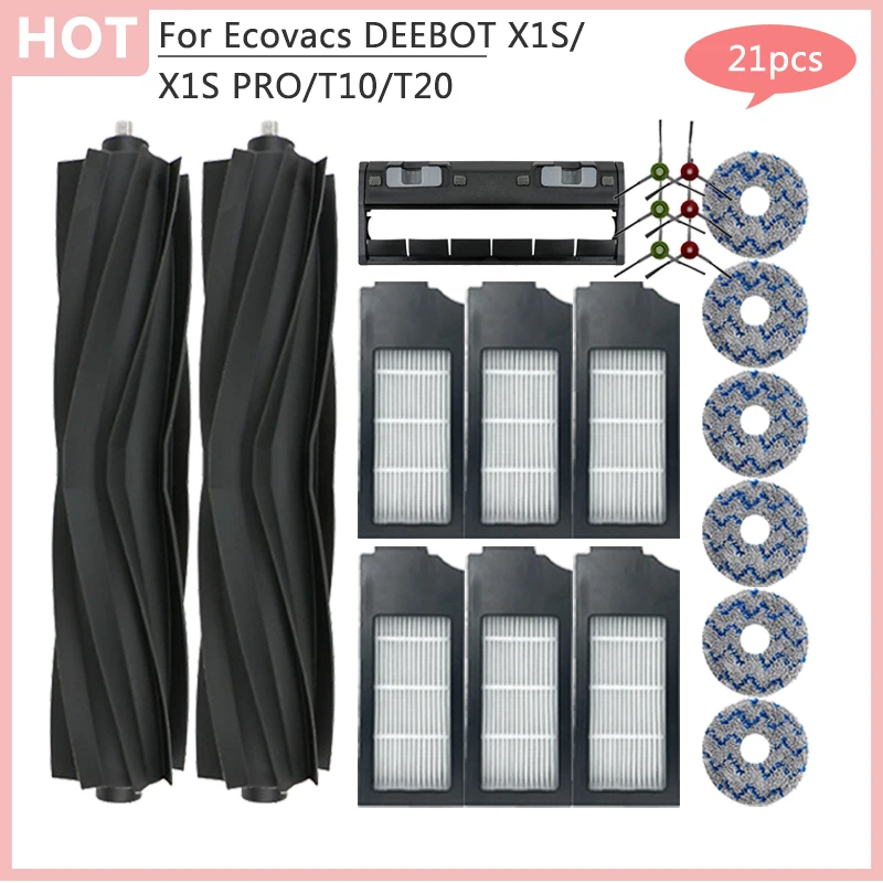 Repuesto de cubierta de cepillo principal T10 T20, piezas de repuesto para Ecovacs DEEBOT X1S X1S PRO, bolsa de polvo, filtro Hepa, fregona, trapo, aspiradora