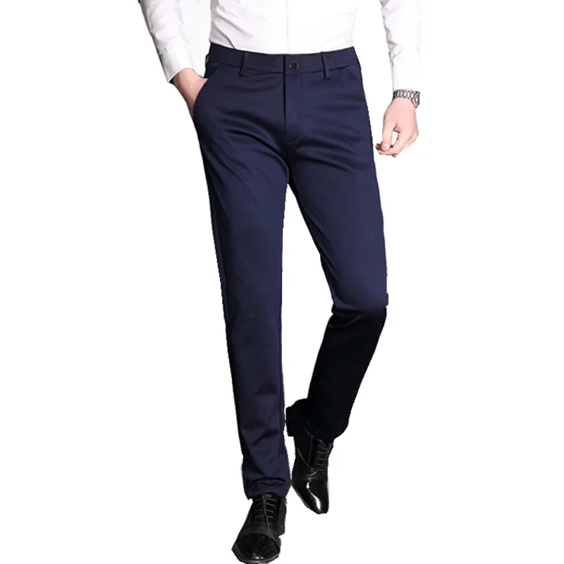 Formal Dress Suit Pants Tall Men 190CM Business Black Blue Plus Size 40 42 44 46 Extra Long Lengthened Straight Office Trousers