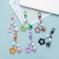 Cute Hollow Star Keychain Fashion Cloud Beaded Pendant Keyring for Girls Bag Charm DIY Ornament Y2K Phone Case Accessories Gift