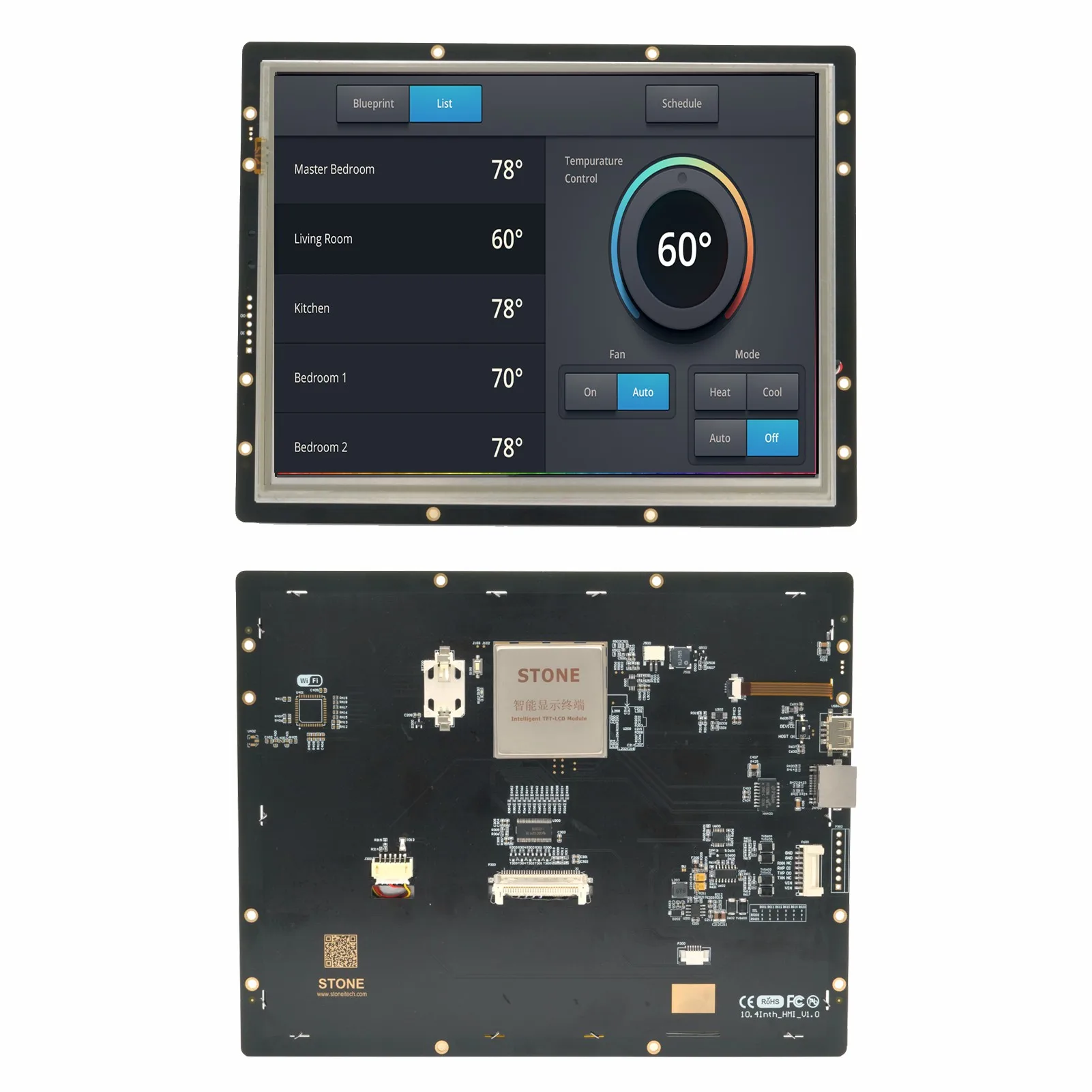 

10.4" Smart HMI Monitor Standard 256MB, Extension 1GB or 2GB A class domestic industrial TFT Panel 4 Wire Resistance Touch