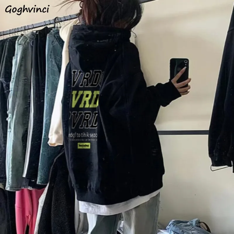 

Hooded Hoodies Women American Vintage Hip-hop High Street Loose Fit Cozy All-match Young Popular Autumn Trendy Ins Ulzzang Chic