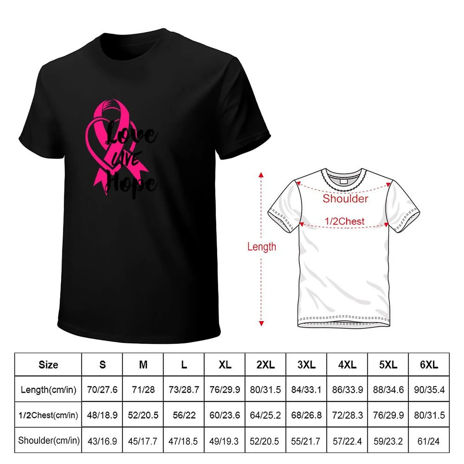 LOVE LIVE HOPE (BEAT BREAST CANCER) T-Shirt cotton graphic tees oversized t shirt men t shirts high quality