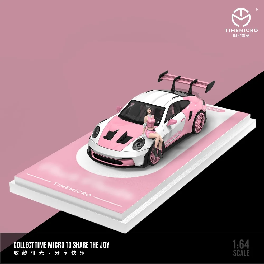 TimeMicro1/64 992 GT3 RS- Pink painting beautiful girl Resin doll Edition set limited collection gift/shipping March 2025