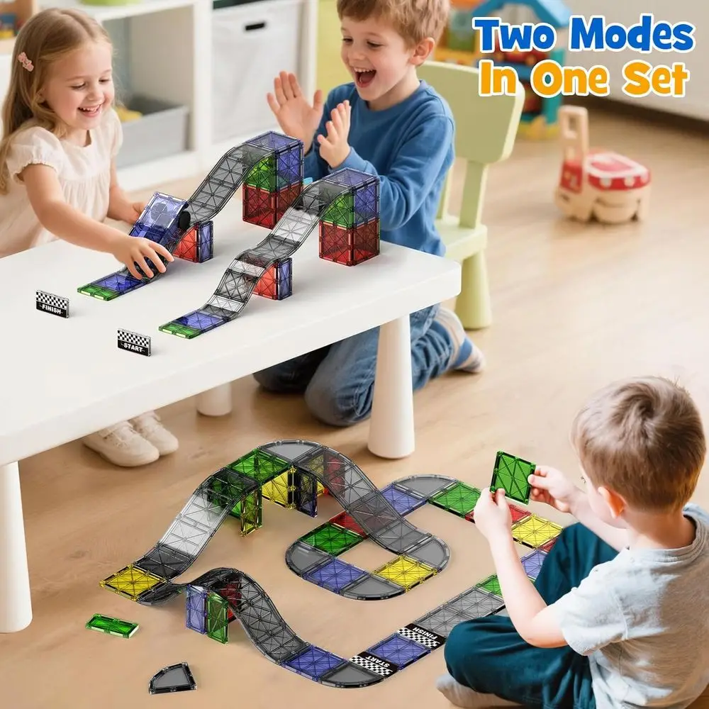 40-teiliges magnetisches Fliesenset mit Auto für Montessori-Kleinkindspiel, ab 3 Jahren