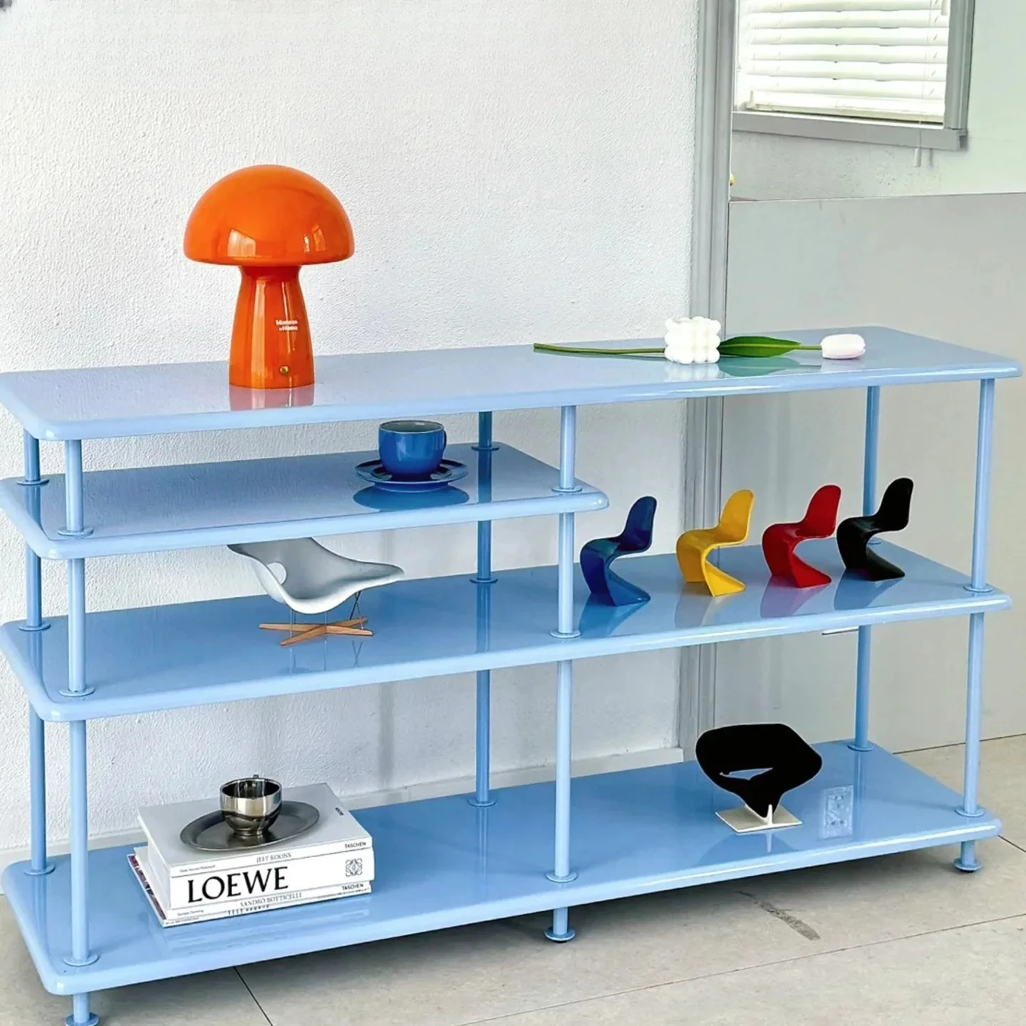 Living room household color multi-layer swing frame small apartment simple floor storage storage shelf bedroom