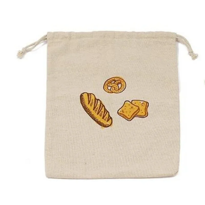 Linen Bread Bag Reusable Cotton Drawstring Storage Bag Loaf Homemade Bread Fresh Eco Friendly Keeping for baguette