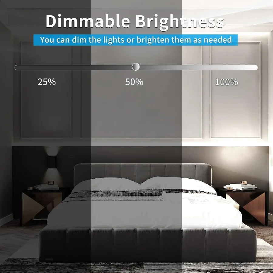 Bande lumineuse LED COB 50ft6000K DC 24V, variable, blanche, Flexible, pour chambre à coucher, avec télécommande et contrôle par application