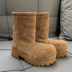 Big Size 35-43 Snow Boots Women Pull On Wool Blend Winter Boots Luxury Brand Cow Suede Platform Warm Ankle Booties Casual Shoe