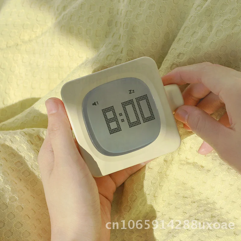MUID Square Small Electronic Alarm Clock Creative Student Bedside Clock with Wake-Up Light LED Display Glow-in-the-dark Feature