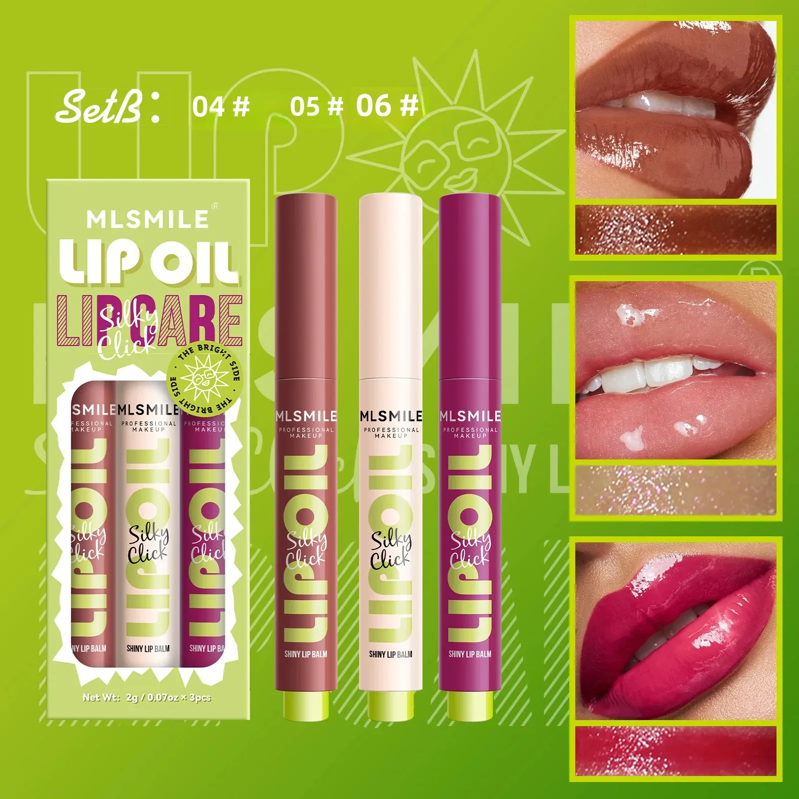 

MLSMILE 3pcs Press Lipstick Solid Lip Gloss Set Long-lasting Easy Color Moisturizing Lip Gloss Pearl Mirror Lip Gloss Cream Tint