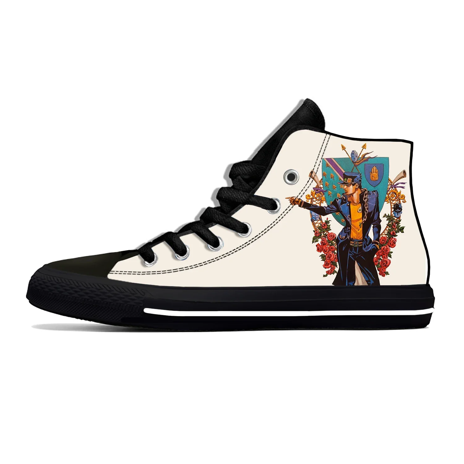 Sepatu kain kasual Kujo Jotaro petualangan aneh Anime Jepang atasan tinggi ringan bersirkulasi cetak 3D Sneakers Pria Wanita