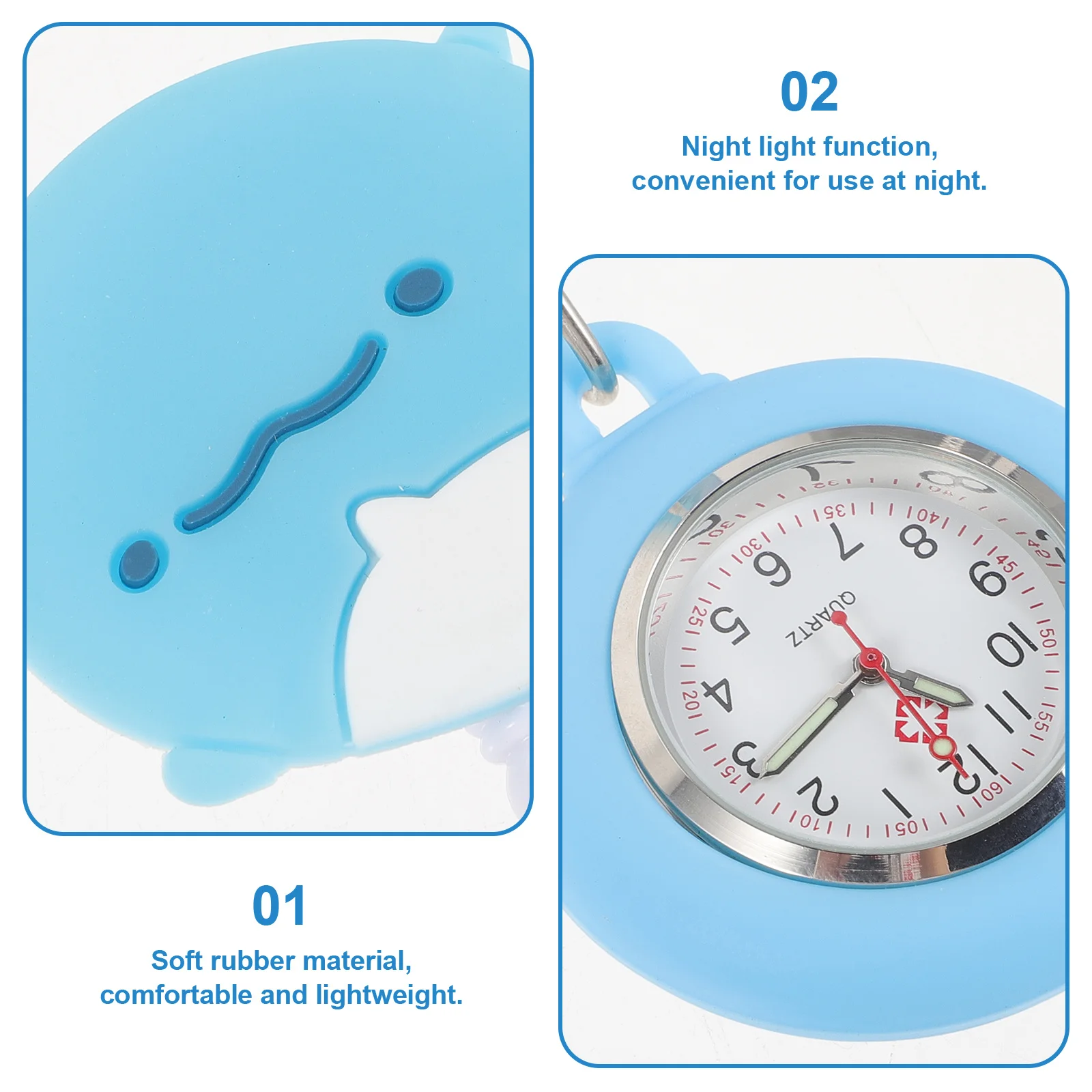 

Watch Clip-on Nurse Watch Cartoon Night Light Compact Durable for Women Doctors Elderly