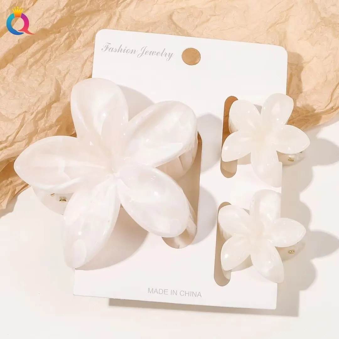 3-teilige hawaiianische Haarklammer für Frauen, Blumen-Haarnadel mit Marmorader, Haarspange für Sommerurlaub, Strand, niedlicher modischer Haarschmuck