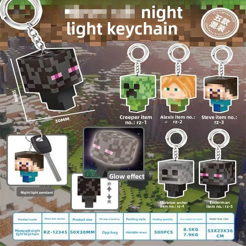 Fotografia 7: Lanterna Minecraft miniatura, luz noturna, produto do jogo, lâmpada com personagem MC, brinquedo modelo, luz decorativa de atmosfera, presente de aniversário