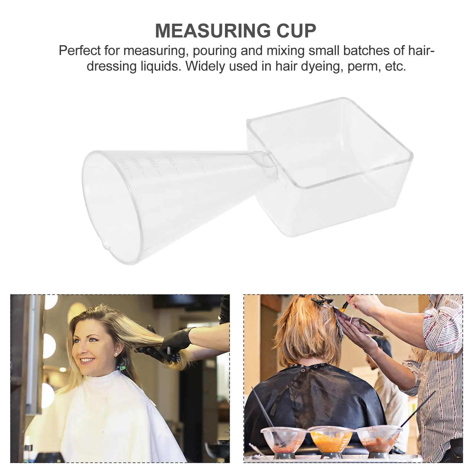 

5pcs Plastic Graduated Measuring Cup Heat Resistant Transparent Hair Color Mixing Cup For Hair Dyeing Perm Barber Shop Supply