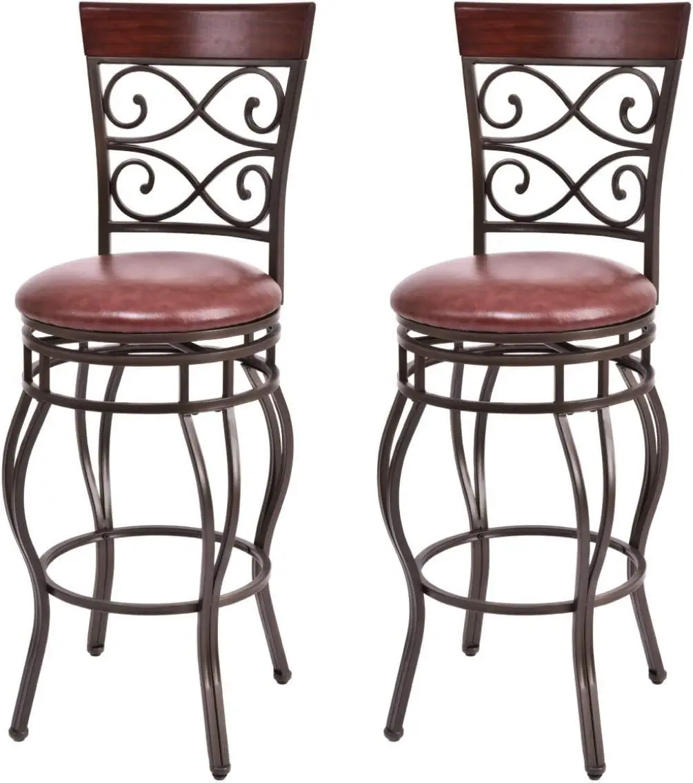 

Ретро-барные стулья, комплект из 2 штук, вращающиеся на 360 градусов, с мягким кожаным сиденьем, для бистро, столовой, кухни, паба, металлические стулья, на заказ