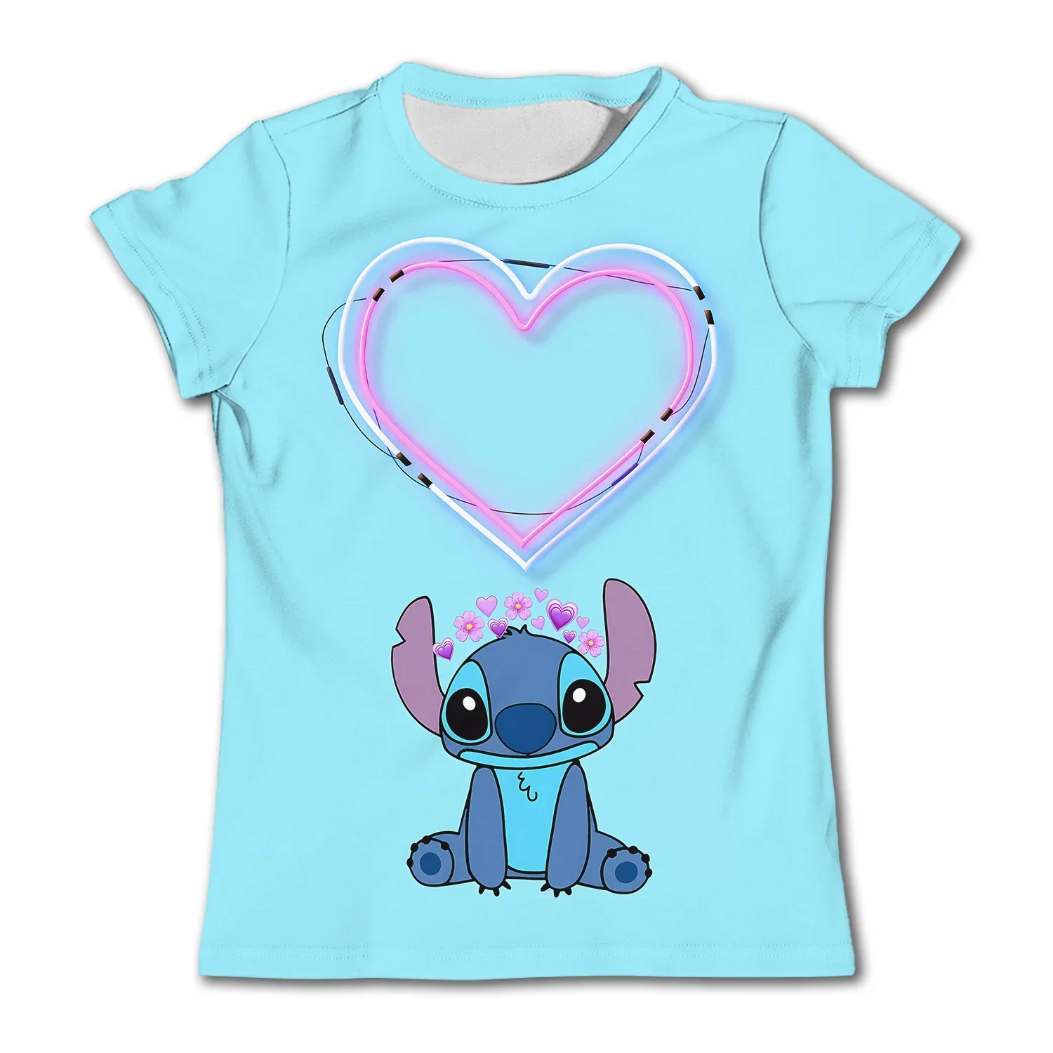 Summer Children Top Stitch Print Kids Short Sleeve T-shirt Girls Birthday T Shirts Boys' Clothing Casual O-Neck Shirt for Child