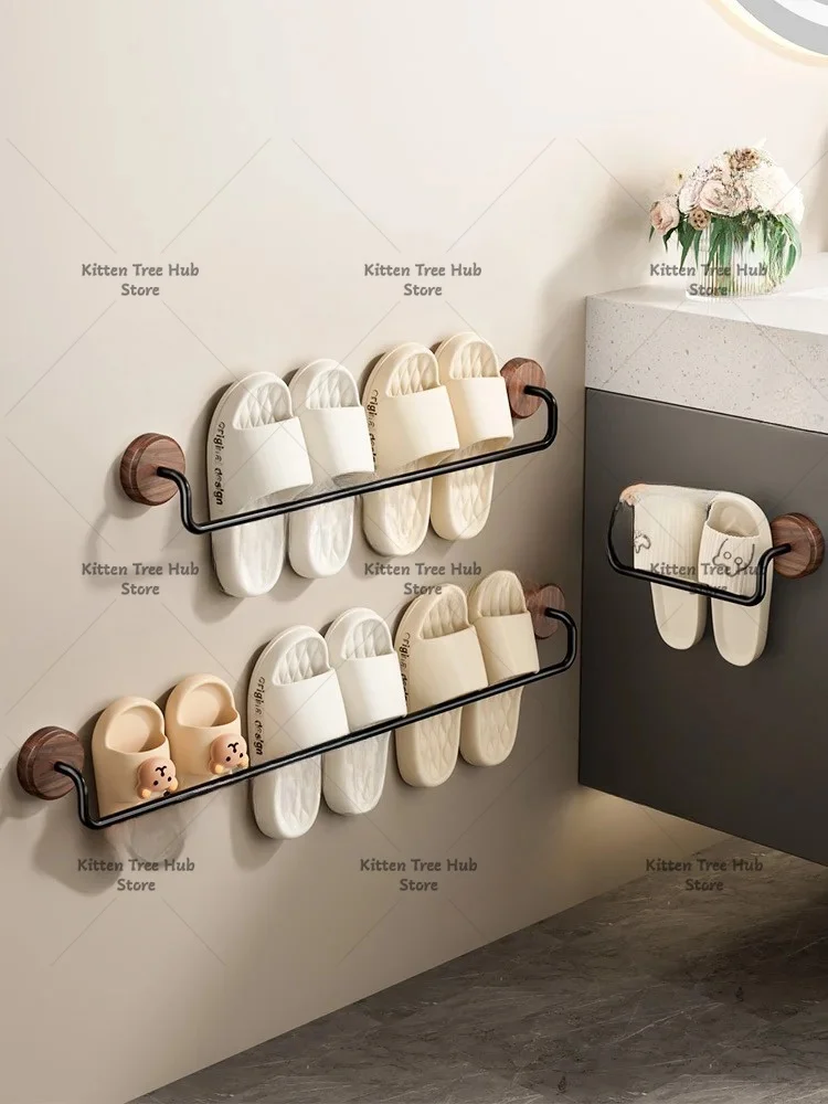 Walnut bathroom, slipper rack, no punching, toilet, toilet, shoe hanger, storage rack after entering the door