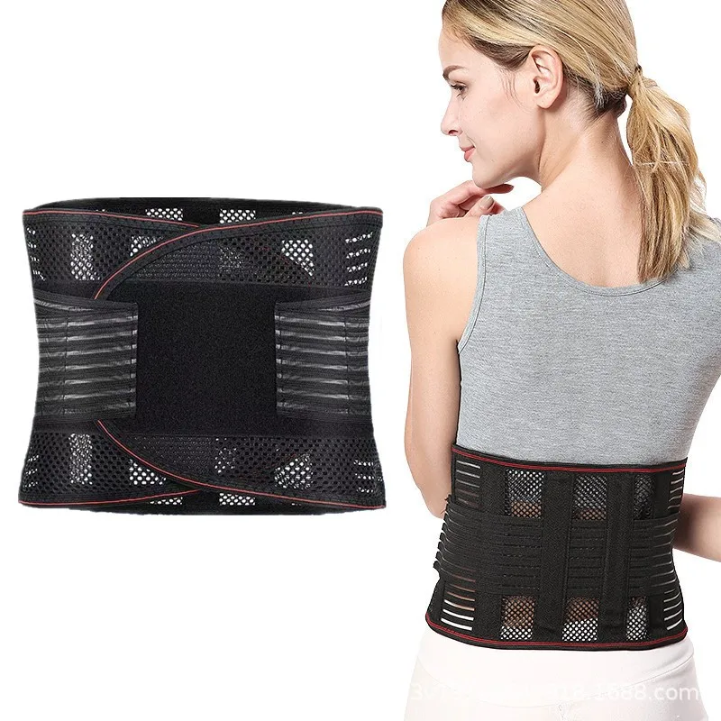 Black Adjustable Waist Trainer Belt Men Women Lower Back Brace Spine Support Waist Belt Orthopedic Breathable Lumbar Corset