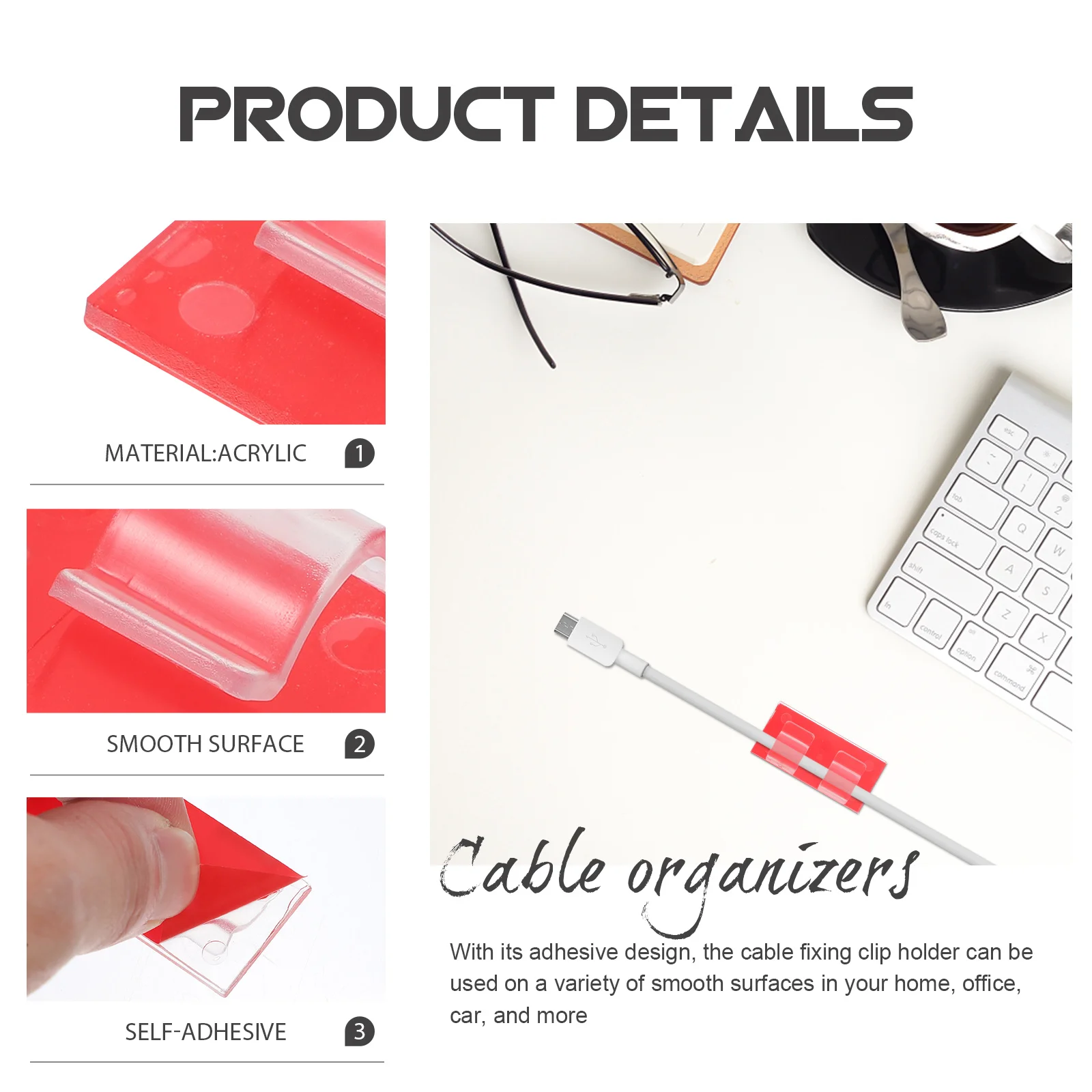 

25pcs Cable Organizer Clips Adhesive Wire Management Holder For Usb Power Cables Outdoor String Light Strip Cord Clip