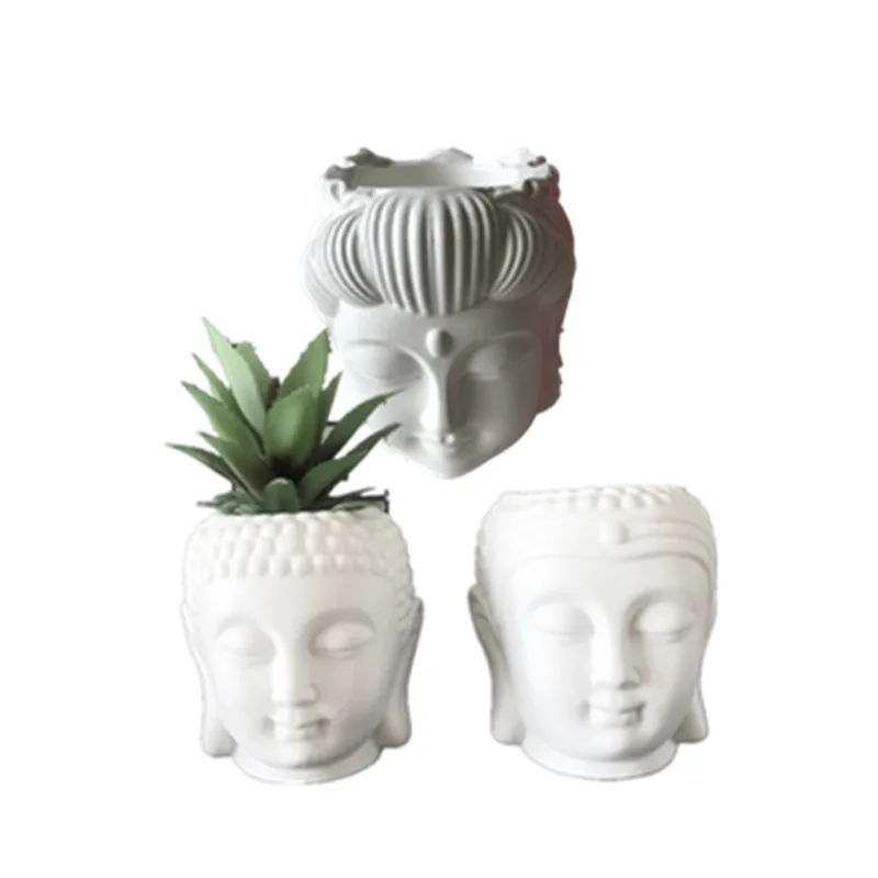 Planter Vase Mould Diy Silicone Concrete Resin Craft Flower Pot Making Home Decoration Buddha Molds